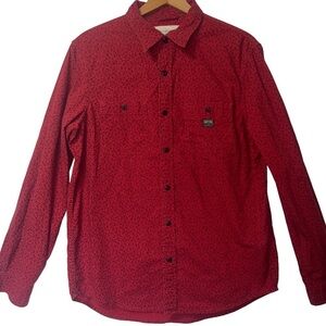 Denim & Supply Ralph Lauren Y2K Red Floral Button Shirt Long Sleeve Shirt L